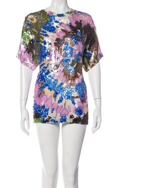 Sequin Multicolor Abstract Short Dress/Top
